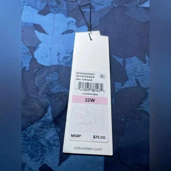 Men’s Calvin Klein Maritime Blue Abstract Bermuda Shorts Sz 32 NEW Soft Stretch - Picture 9 of 12